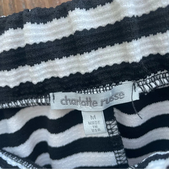 CHARLOTTE RUSSE Women’s Striped Black White Flare Skater‎ Mini Skirt Size Medium - Picture 6 of 7